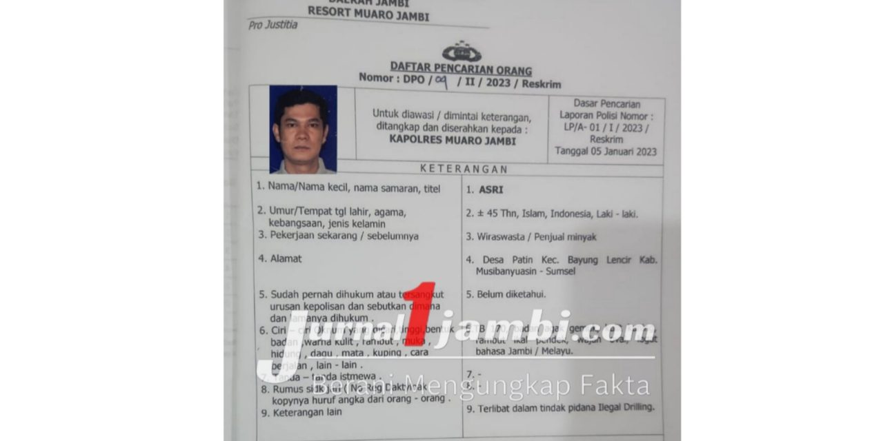 DPO Asri Dalam Perkara Illegal Drilling, Publik Pertanyakan Tindak Lanjut Pencarian