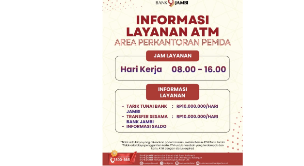 Bank Jambi Atur Jam Operasional ATM Dan CRM Di Sejumlah Lokasi