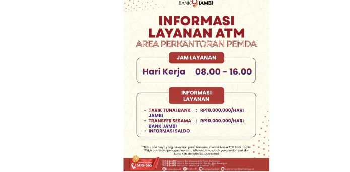 Bank Jambi Atur Jam Operasional ATM Dan CRM Di Sejumlah Lokasi