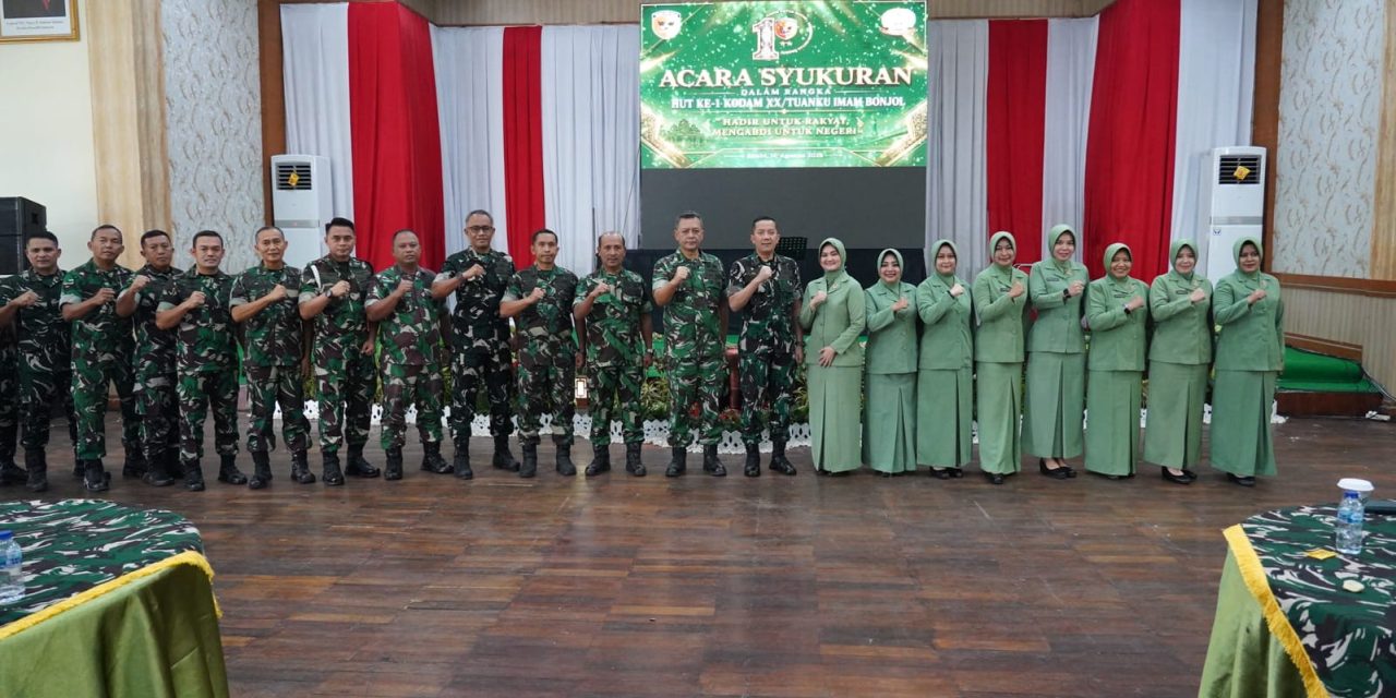 Korem 042/Garuda Putih Ikuti Syukuran HUT Ke-1 Kodam XX/Tuanku Imam Bonjol Secara Virtual