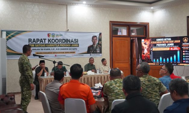 Danrem 042/Gapu Pimpin Rakor Satgas Karhutla, Perkuat Sinergi Cegah Kebakaran Hutan Dan Lahan