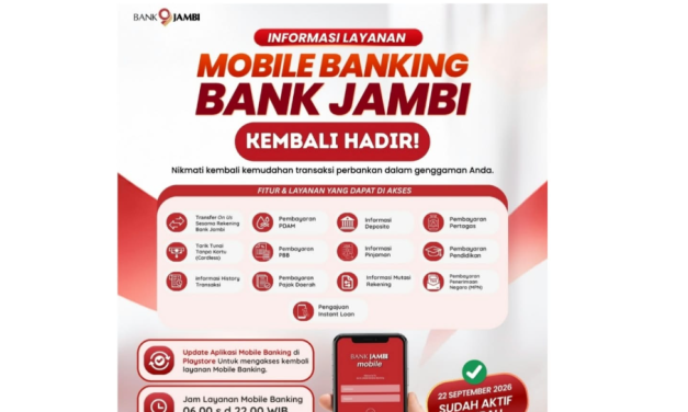 Layanan Mobile Banking Bank Jambi Kembali Aktif Melalui Pembaruan Aplikasi