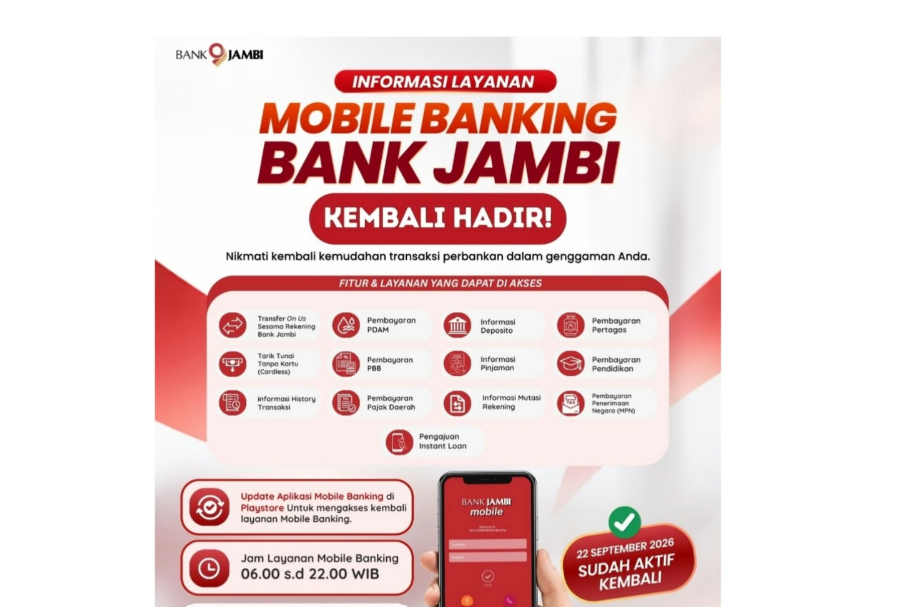Layanan Mobile Banking Bank Jambi Kembali Aktif Melalui Pembaruan Aplikasi