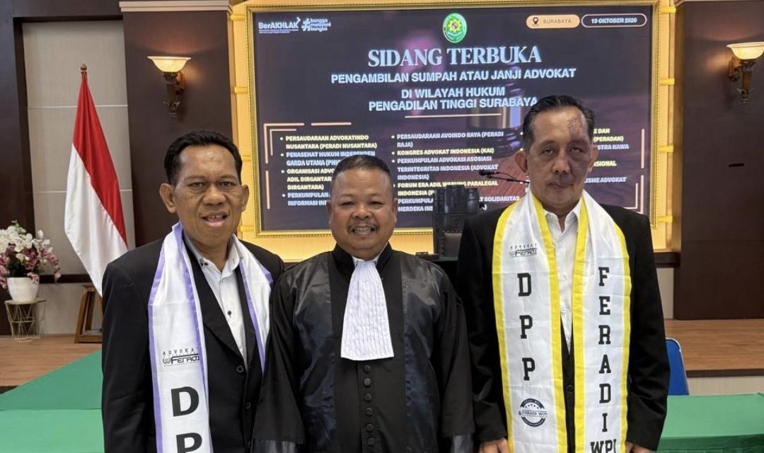 Eko Ponco Resmi Disumpah sebagai Advokat di Pengadilan Tinggi Surabaya, FERADI WPI Berikan Beasiswa Gratis